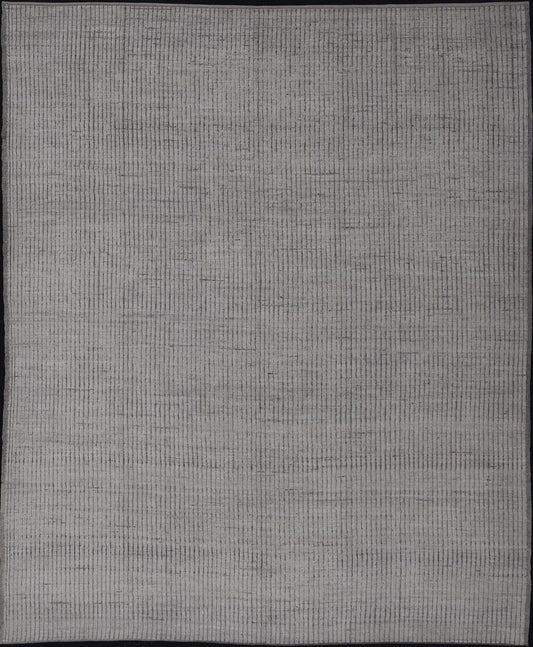 Modern Hand - Knotted Rug with All - Over Geometric High - Low Design in Neutral Tones This modern casual tribal rug has been hand - knotted in wool. The rug features a modern geometric High - Low design and texture, rendered in neutral tones; making this... - Keivan Woven ArtsAFG - 40998 - 19802Rug