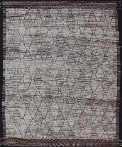 Modern Hand - Knotted Rug in Wool with Sub - Geometric Diamond Design in Earth Tones This modern casual tribal rug has been hand - knotted. The rug features a modern all - over sub - geometric diamond design, rendered in earthy tones, making this rug a s... - Keivan Woven ArtsAFG - 41004 - 19460Rug