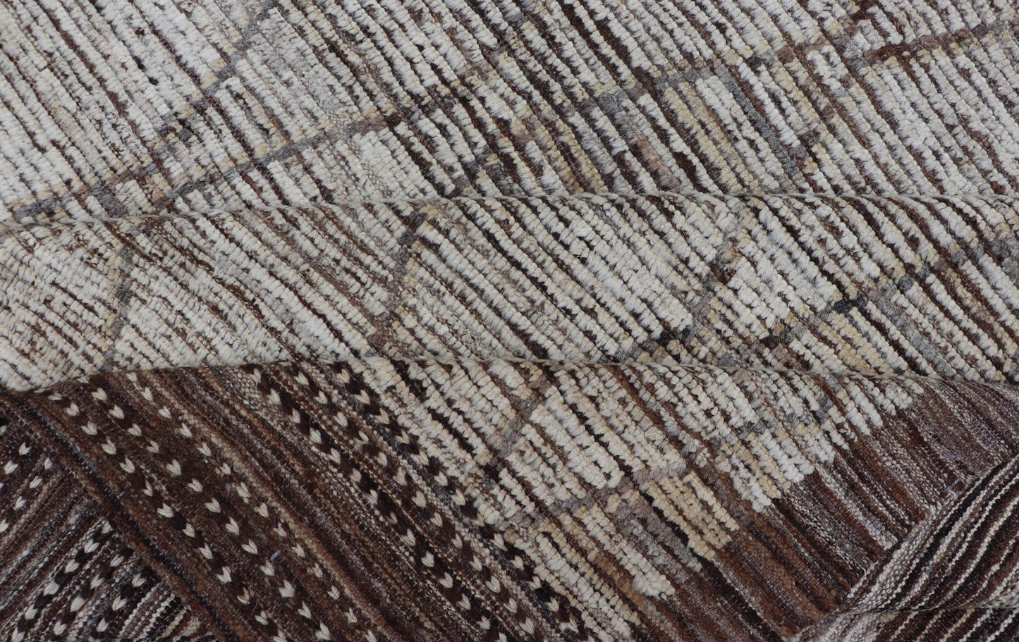 Modern Hand - Knotted Rug in Wool with Sub - Geometric Diamond Design in Earth Tones This modern casual tribal rug has been hand - knotted. The rug features a modern all - over sub - geometric diamond design, rendered in earthy tones, making this rug a s... - Keivan Woven ArtsAFG - 41004 - 19460Rug