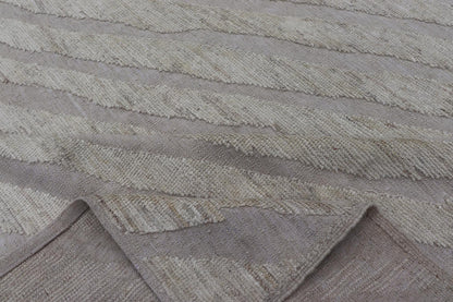 Modern Rug in Wool with Sub - Geometric Slanted Linear Design in Cream and Taupe This modern casual tribal rug has been hand - knotted in wool. The rug features a modern sub - geometric slanted linear design, rendered in creams tones; making this rug ... - Keivan Woven ArtsAFG - 41009 - 19808Rug