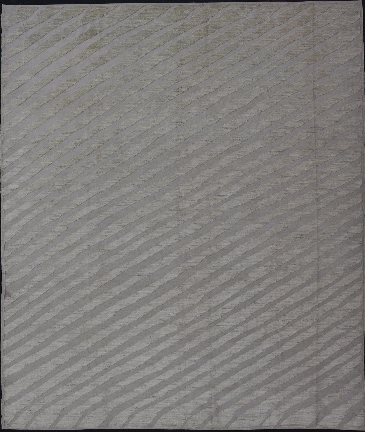 Modern Rug in Wool with Sub - Geometric Slanted Linear Design in Cream and Taupe This modern casual tribal rug has been hand - knotted in wool. The rug features a modern sub - geometric slanted linear design, rendered in creams tones; making this rug ... - Keivan Woven ArtsAFG - 41009 - 19808Rug