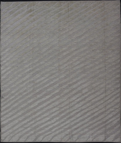 Modern Rug in Wool with Sub - Geometric Slanted Linear Design in Cream and Taupe This modern casual tribal rug has been hand - knotted in wool. The rug features a modern sub - geometric slanted linear design, rendered in creams tones; making this rug ... - Keivan Woven ArtsAFG - 41009 - 19808Rug