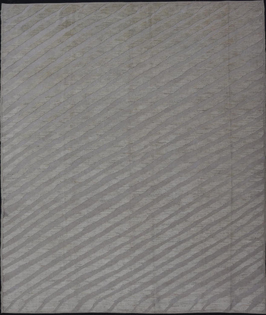 Modern Rug in Wool with Sub - Geometric Slanted Linear Design in Cream and Taupe This modern casual tribal rug has been hand - knotted in wool. The rug features a modern sub - geometric slanted linear design, rendered in creams tones; making this rug ... - Keivan Woven ArtsAFG - 41009 - 19808Rug