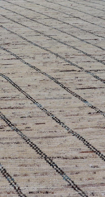 Modern Hand - Knotted Runner in Wool with Slanted Linear Design in Earthy Tones This modern casual tribal rug has been hand - knotted. The rug features a modern linear design, rendered in earthy tones and blues, making this rug a superb fit for a va... - Keivan Woven ArtsAFG - 41031 - 19466Rug