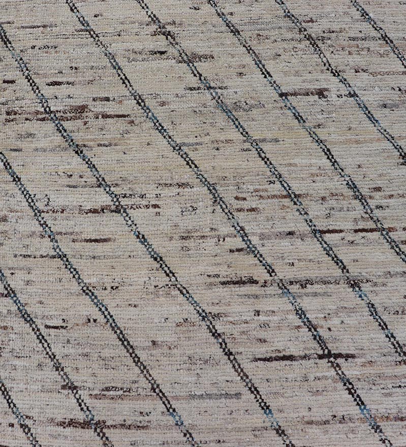 Modern Hand - Knotted Runner in Wool with Slanted Linear Design in Earthy Tones This modern casual tribal rug has been hand - knotted. The rug features a modern linear design, rendered in earthy tones and blues, making this rug a superb fit for a va... - Keivan Woven ArtsAFG - 41031 - 19466Rug