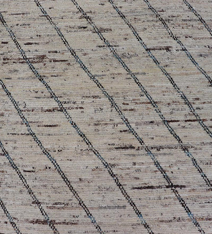 Modern Hand - Knotted Runner in Wool with Slanted Linear Design in Earthy Tones This modern casual tribal rug has been hand - knotted. The rug features a modern linear design, rendered in earthy tones and blues, making this rug a superb fit for a va... - Keivan Woven ArtsAFG - 41031 - 19466Rug