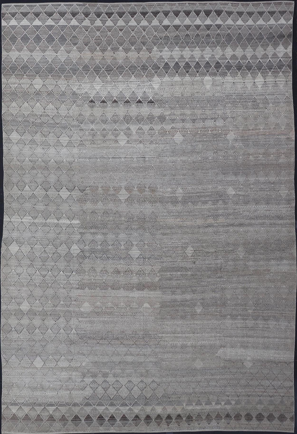 Very Large Modern Rug with Diamond Design in Gray, Taupe & Earth Tones, Keivan Woven Arts/ rug AFG - 41472, country of origin / type: Afghanistan / Modern Casual, circa Early - 21th Century. Measures: 18'3 x 26'6. This impressive rug with its... - Keivan Woven ArtsAFG - 41472 - 19526Rug