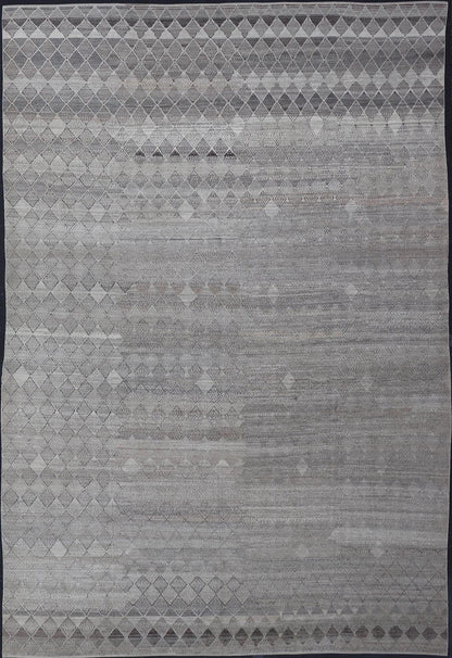 Very Large Modern Rug with Diamond Design in Gray, Taupe & Earth Tones, Keivan Woven Arts/ rug AFG - 41472, country of origin / type: Afghanistan / Modern Casual, circa Early - 21th Century. Measures: 18'3 x 26'6. This impressive rug with its... - Keivan Woven ArtsAFG - 41472 - 19526Rug