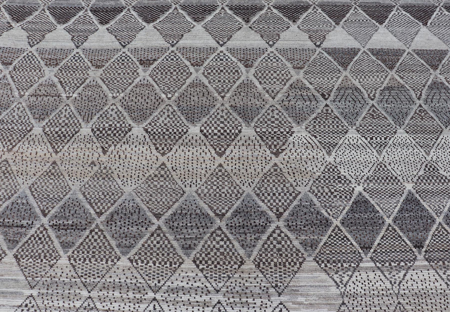 Very Large Modern Rug with Diamond Design in Gray, Taupe & Earth Tones, Keivan Woven Arts/ rug AFG - 41472, country of origin / type: Afghanistan / Modern Casual, circa Early - 21th Century. Measures: 18'3 x 26'6. This impressive rug with its... - Keivan Woven ArtsAFG - 41472 - 19526Rug