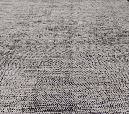 Oversized Afghan Minimalist Modern Casual With Black Background and Ivory Pile This large modern casual rug's field displays a ivory colored pile. Underneath the field shows a black base for a background. These beautiful colors are perfect for ... - Keivan Woven ArtsAFG - 43429 - 20187Rug