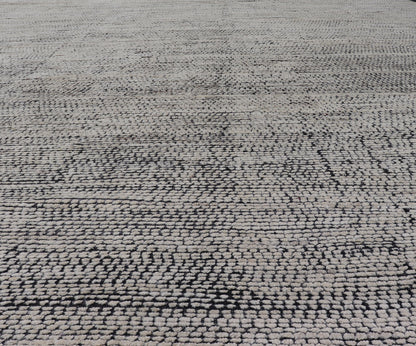 Oversized Afghan Minimalist Modern Casual With Black Background and Ivory Pile This large modern casual rug's field displays a ivory colored pile. Underneath the field shows a black base for a background. These beautiful colors are perfect for ... - Keivan Woven ArtsAFG - 43429 - 20187Rug