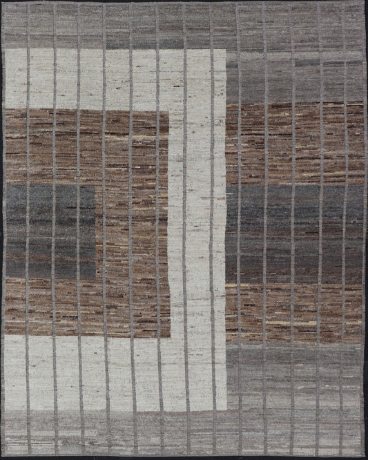 Earth - Toned Textural Elegance Rug by Keivan Woven Arts Architectural Modern Rug in Earth Tones with Distressed Texture. Large Modern Casual Rug in minimalist design, modern design, with Square Modern Design. Keivan Woven Arts; AFG - 43432 Country of ... - Keivan Woven ArtsAFG - 43432 - 20169