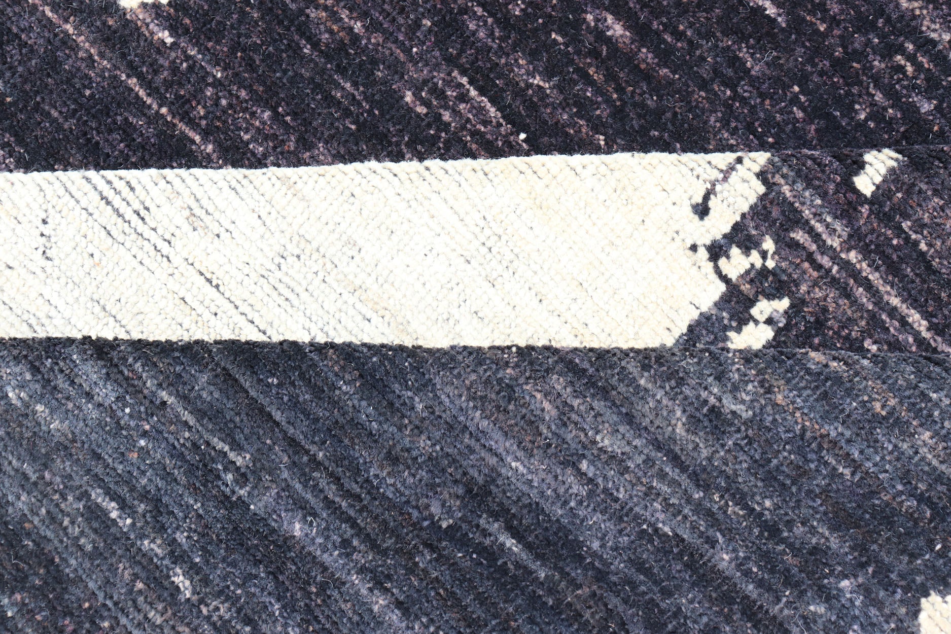 Measures 9'6 x 12'1 This modern casual Afghan rug has a minimalistic design of vertical motifs paneled asymmetrically in black and white. This piece has been hand - knotted with a piled texture, giving the foundation durability. Modern Afg... - Keivan Woven ArtsAFG - 43433 - 20199Rug