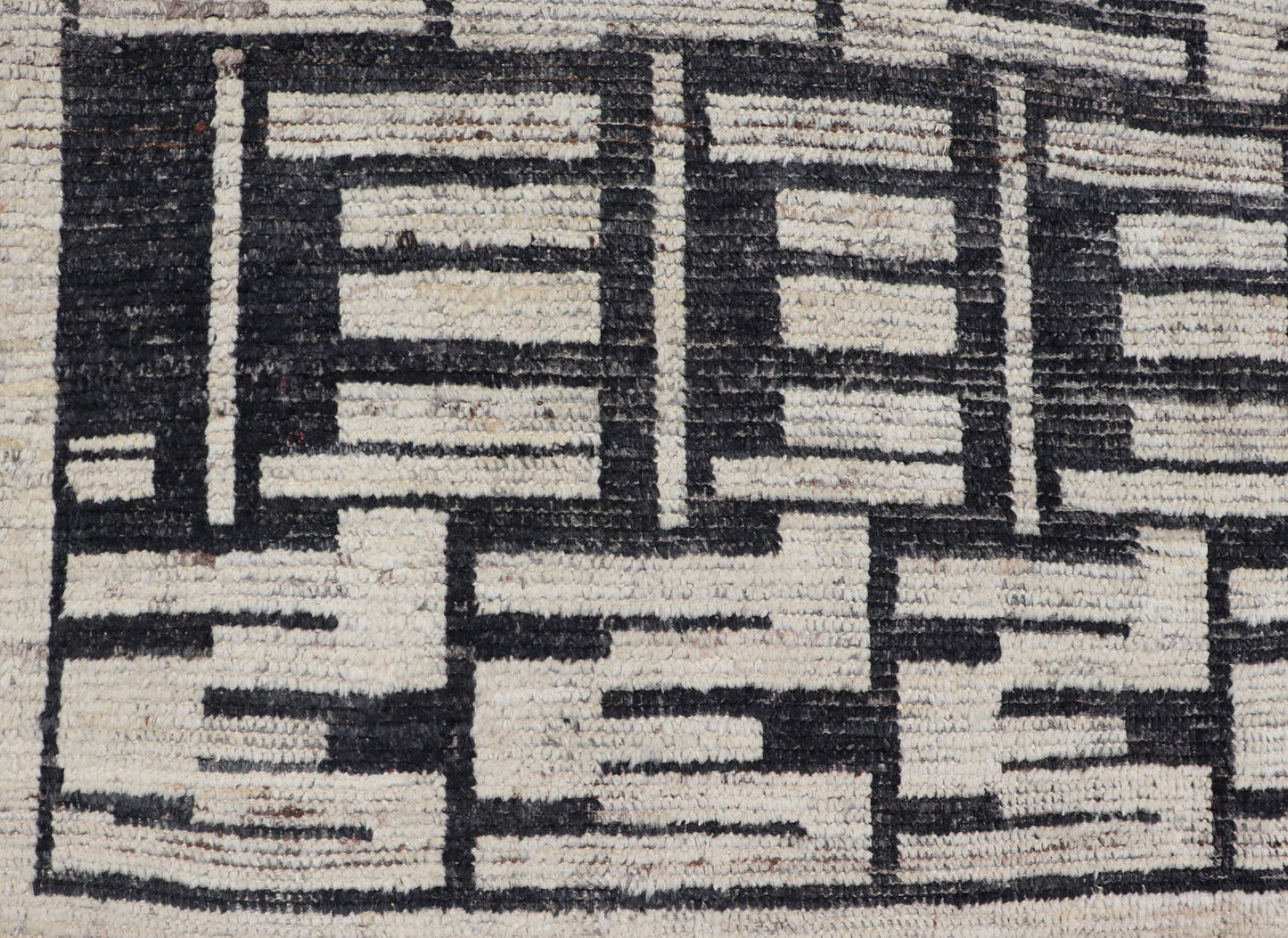 Sub - Geometric Afghan Abstract All - Over Modern Design in Ebony and Ivory This Afghan hand - knotted area rug features an abstract, all - over design in ivory. The background is rich with ebony, while the design and border each di... - Keivan Woven ArtsAFG - 43438 - 20211Rug