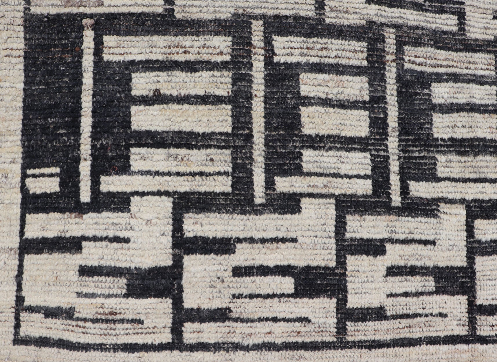 Sub - Geometric Afghan Abstract All - Over Modern Design in Ebony and Ivory This Afghan hand - knotted area rug features an abstract, all - over design in ivory. The background is rich with ebony, while the design and border each di... - Keivan Woven ArtsAFG - 43438 - 20211Rug