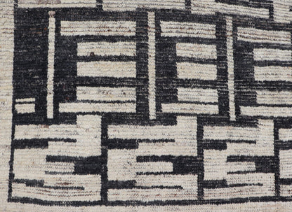 Sub - Geometric Afghan Abstract All - Over Modern Design in Ebony and Ivory This Afghan hand - knotted area rug features an abstract, all - over design in ivory. The background is rich with ebony, while the design and border each di... - Keivan Woven ArtsAFG - 43438 - 20211Rug