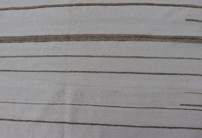 Oversized Afghan Flat Weave Kilim With Modern Design in Ivory and Light Brown This large Kilim was hand woven with cotton. The background is shades of ivory with simple horizontal stripes in taupe - mocha brown color repeating down the length of t... - Keivan Woven ArtsAFG - 43443 - 20235Rug