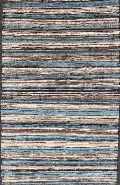 Modern Kilim Runner with Stripes in Shades of Blue, Brown, Light Gray and Cream Flat - weave Kilim runner with stripes with modern design in shades of blue, gray, brown and cream, rug AFG - 54, country of origin / type: Afghanistan / Kilim, Stripe K... - Keivan Woven ArtsAFG - 54 - 15743Rug