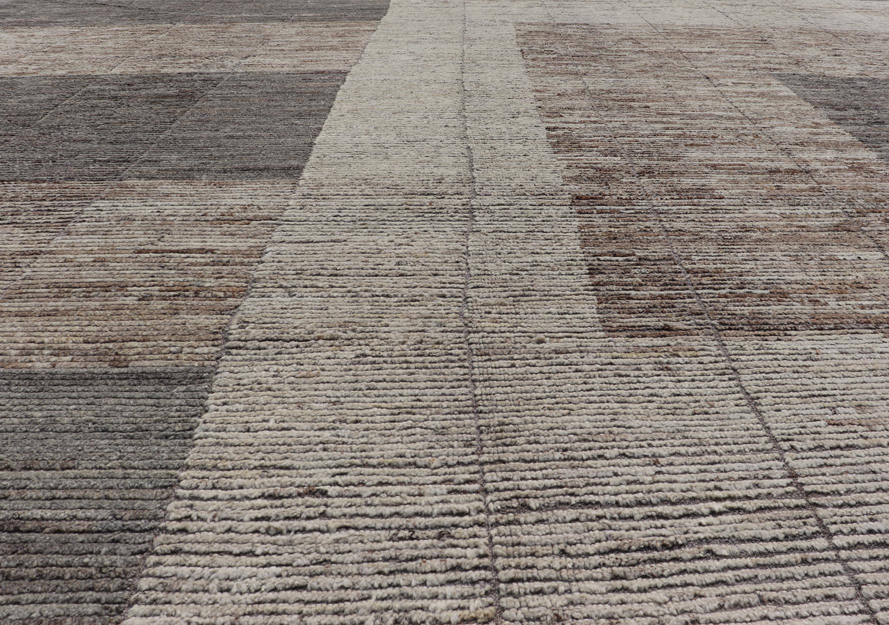Large Modern Rug in Earth Tones with Square Size and Distressed Texture. Large architectural Modern Rug in Earth Tones with Square Size and Distressed Texture. Large Modern Casual Rug in minimalist design, modern design, with Square Modern Desi... - Keivan Woven ArtsAFG - 58200 - 21451Rug
