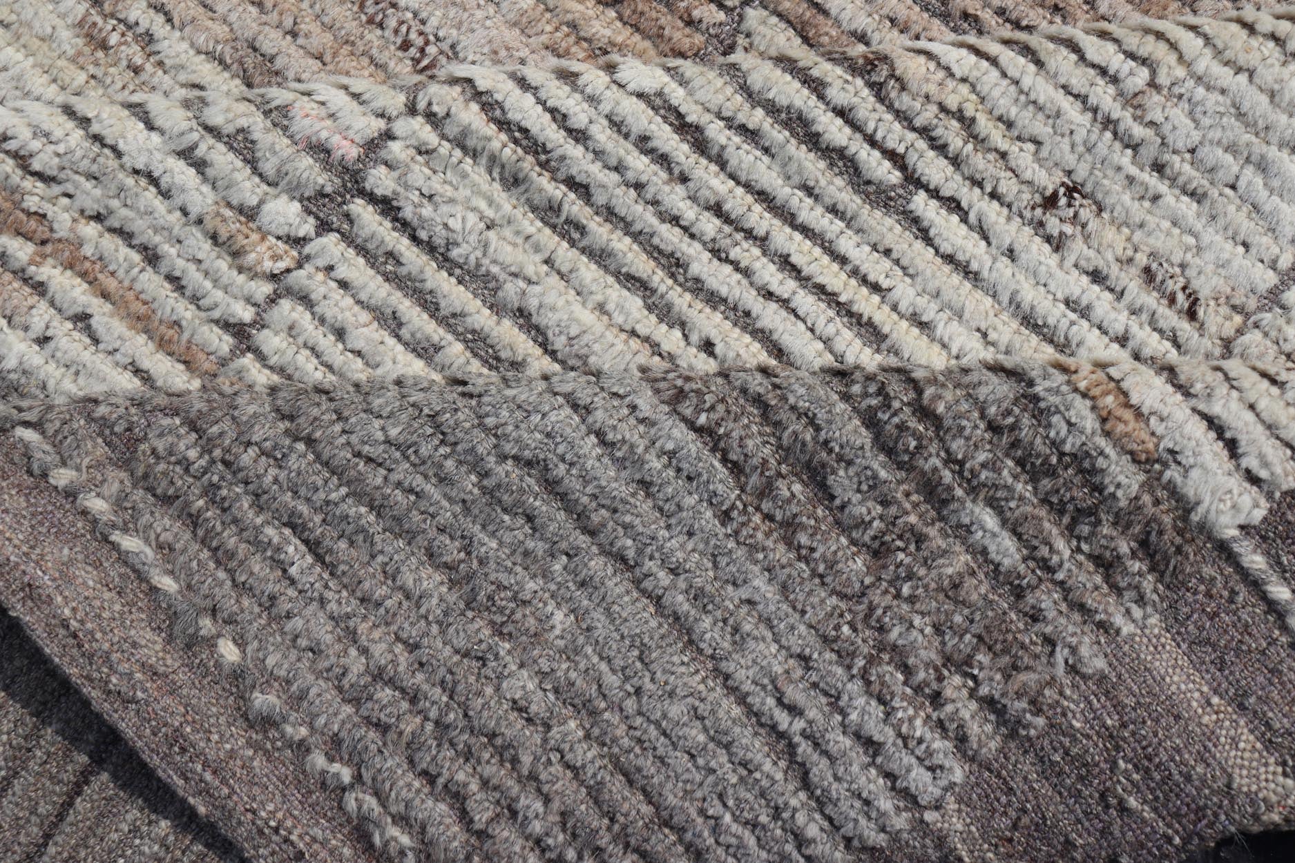 Large Modern Rug in Earth Tones with Square Size and Distressed Texture. Large architectural Modern Rug in Earth Tones with Square Size and Distressed Texture. Large Modern Casual Rug in minimalist design, modern design, with Square Modern Desi... - Keivan Woven ArtsAFG - 58200 - 21451Rug