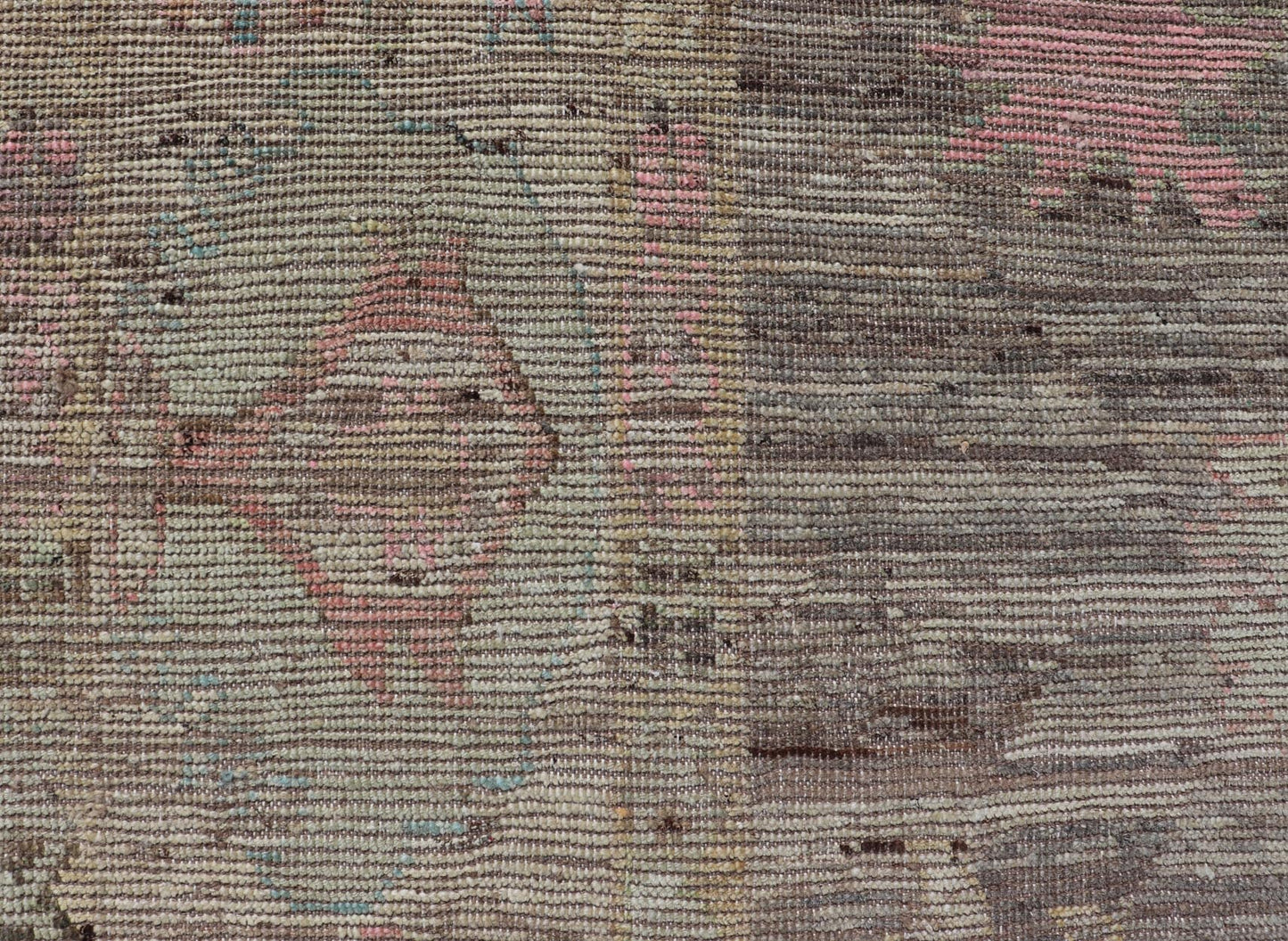 Modern Distressed Oushak in Large Floral Design on Brown Field and Tan Border, Keivan Woven Arts /rug AFG - 58300 Country of Origin: Afghanistan Type: Oushak Design: Floral, All - Over, Arabesque - Floral 21st century Measures: 8'11 x 11'6 Modern Oush... - Keivan Woven ArtsAFG - 58300 - 21233Rug