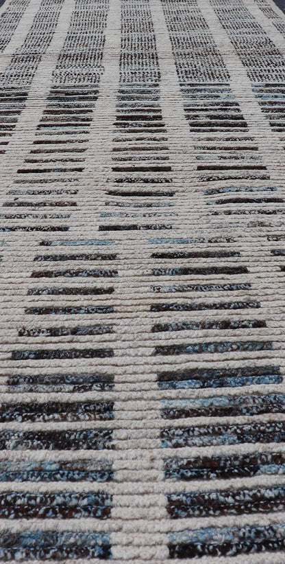 Distressed Modern runner in Black and White with A Modern Casual Vibe. Modern Wool Hand Knotted Black and White All - Over Modern Designed Runner. Keivan Woven Arts / AFG - 58430, country of origin / type: Afghanistan / Piled, condition: new Measure... - Keivan Woven ArtsAFG - 58430 - 21445Rug