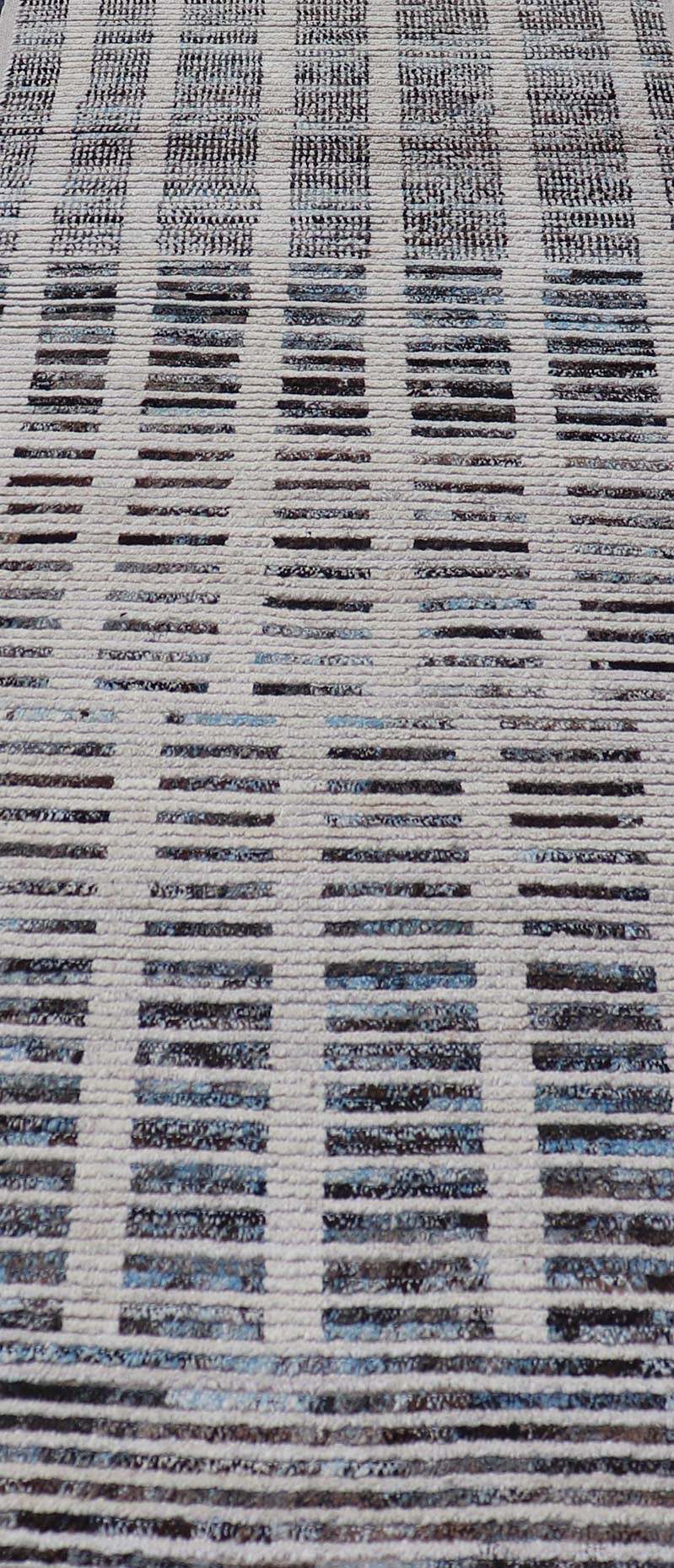 Distressed Modern runner in Black and White with A Modern Casual Vibe. Modern Wool Hand Knotted Black and White All - Over Modern Designed Runner. Keivan Woven Arts / AFG - 58430, country of origin / type: Afghanistan / Piled, condition: new Measure... - Keivan Woven ArtsAFG - 58430 - 21445Rug