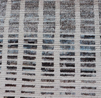 Distressed Modern runner in Black and White with A Modern Casual Vibe. Modern Wool Hand Knotted Black and White All - Over Modern Designed Runner. Keivan Woven Arts / AFG - 58430, country of origin / type: Afghanistan / Piled, condition: new Measure... - Keivan Woven ArtsAFG - 58430 - 21445Rug