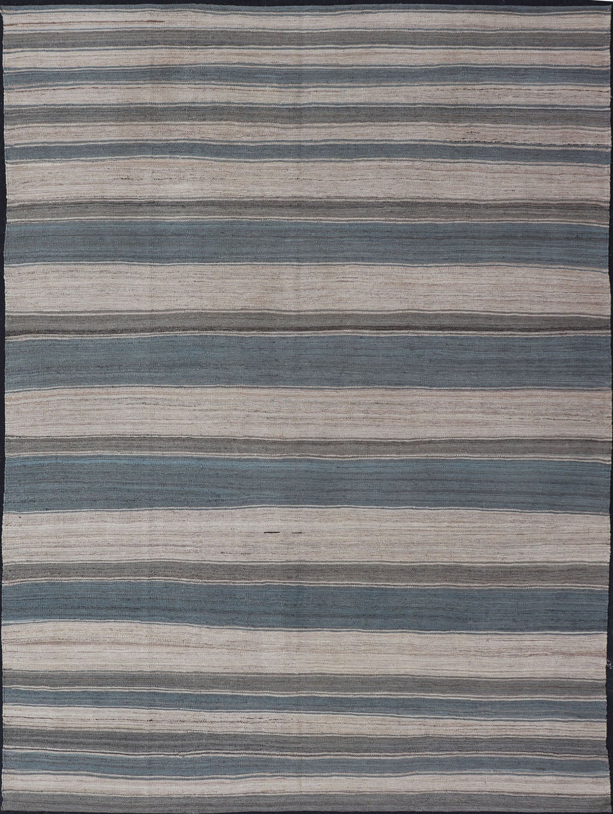 Flat - Weave Modern Kilim Rug with Stripes in Shades of Blue, Charcoal and Ivory Flat - weave Kilim rug with stripes with modern design in shades of blue, taupe, charcoal and ivory, Keivan Woven Arts / rug AFG - 62, country of origin / type: Afghanist... - Keivan Woven ArtsAFG - 62 - 15751Rug