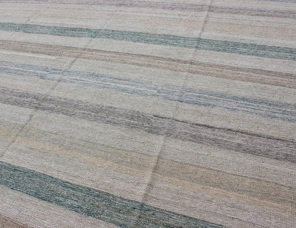 Keivan Woven Arts Versatile Striped Flat - Weave Kilim Design and Natural Colors. Keivan Woven Arts rug AFG - 6275, country of origin / type: Afghanistan / Kilim. Measures: 8'1 x 11'4 This modern striped piece features a design that evokes an easy ... - Keivan Woven ArtsAFG - 6275 - 10408Rug