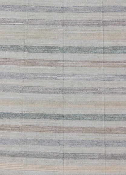 Keivan Woven Arts Versatile Striped Flat - Weave Kilim Design and Natural Colors. Keivan Woven Arts rug AFG - 6275, country of origin / type: Afghanistan / Kilim. Measures: 8'1 x 11'4 This modern striped piece features a design that evokes an easy ... - Keivan Woven ArtsAFG - 6275 - 10408Rug