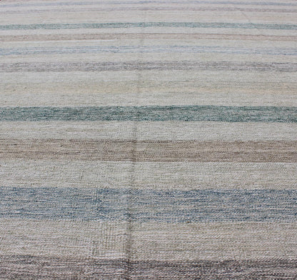 Keivan Woven Arts Versatile Striped Flat - Weave Kilim Design and Natural Colors. Keivan Woven Arts rug AFG - 6275, country of origin / type: Afghanistan / Kilim. Measures: 8'1 x 11'4 This modern striped piece features a design that evokes an easy ... - Keivan Woven ArtsAFG - 6275 - 10408Rug