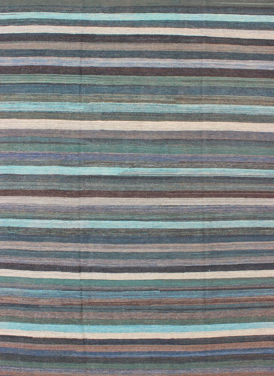 Colorful Modern Striped Kilim in Unique Colors for Modern or Classic Rooms Versatile and Unique color - tone flat - weave Kilim for a Modern or Classic design Flat - weave Kilim rug with vivid tones, Keivan Woven Arts / rug AFG - 6296, country of ori... - Keivan Woven ArtsAFG - 6296 - 10422Rug