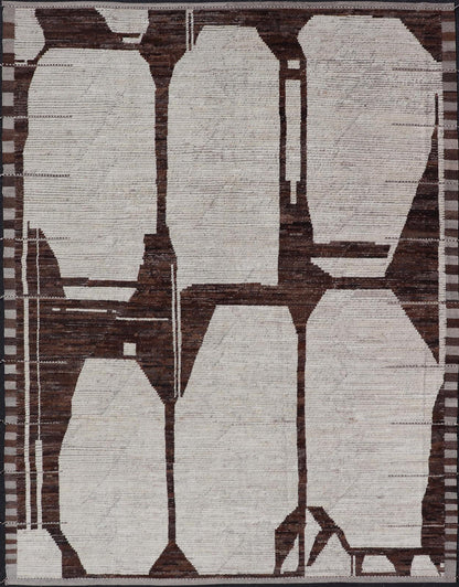 Casual Modern Wool Hand Knotted In Black and White Wool Abstract Modern Design. Keivan Woven Arts / AFG - 64282, country of origin / type: Afghanistan / Piled, condition: new. Measures: 8'8 x 12'3 This new creation of modern casual rug features a... - Keivan Woven ArtsAFG - 64282 - 25104