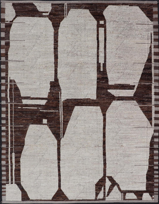 Casual Modern Wool Hand Knotted In Black and White Wool Abstract Modern Design. Keivan Woven Arts / AFG - 64282, country of origin / type: Afghanistan / Piled, condition: new. Measures: 8'8 x 12'3 This new creation of modern casual rug features a... - Keivan Woven ArtsAFG - 64282 - 25104