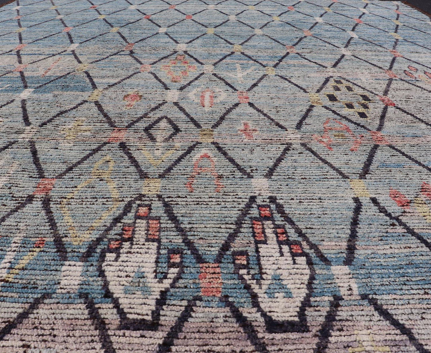 Modern Moroccan Rug by Keivan Woven Arts With All - Over Geometric Design Modern Hand - Knotted Moroccan Rug with All - Over Geometric Design in Wool in Blue. Keivan Woven Arts; rug AFG - 64397 country of origin / type: Afghanistan / Modern Casual, cir... - Keivan Woven ArtsAFG - 64397 - 25116Rug