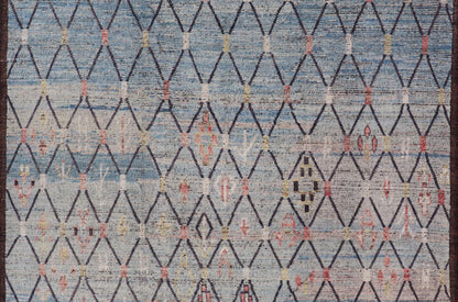 Modern Moroccan Rug by Keivan Woven Arts With All - Over Geometric Design Modern Hand - Knotted Moroccan Rug with All - Over Geometric Design in Wool in Blue. Keivan Woven Arts; rug AFG - 64397 country of origin / type: Afghanistan / Modern Casual, cir... - Keivan Woven ArtsAFG - 64397 - 25116Rug