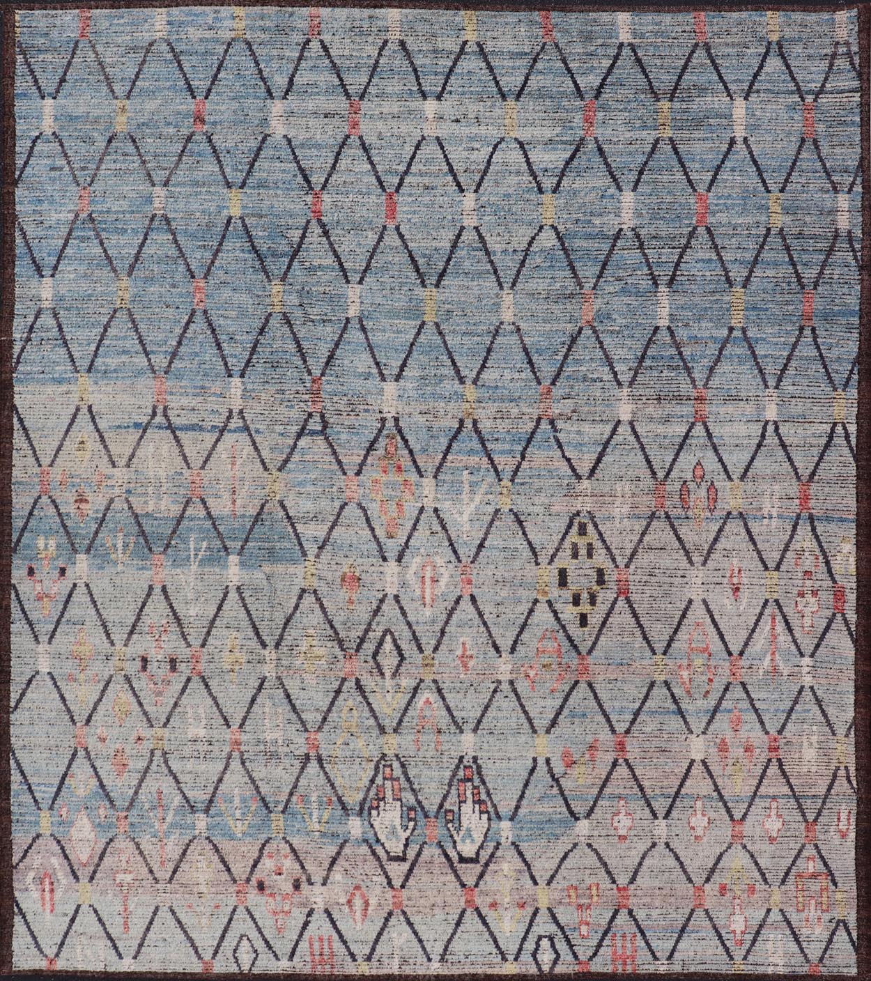 Modern Moroccan Rug by Keivan Woven Arts With All - Over Geometric Design Modern Hand - Knotted Moroccan Rug with All - Over Geometric Design in Wool in Blue. Keivan Woven Arts; rug AFG - 64397 country of origin / type: Afghanistan / Modern Casual, cir... - Keivan Woven ArtsAFG - 64397 - 25116Rug