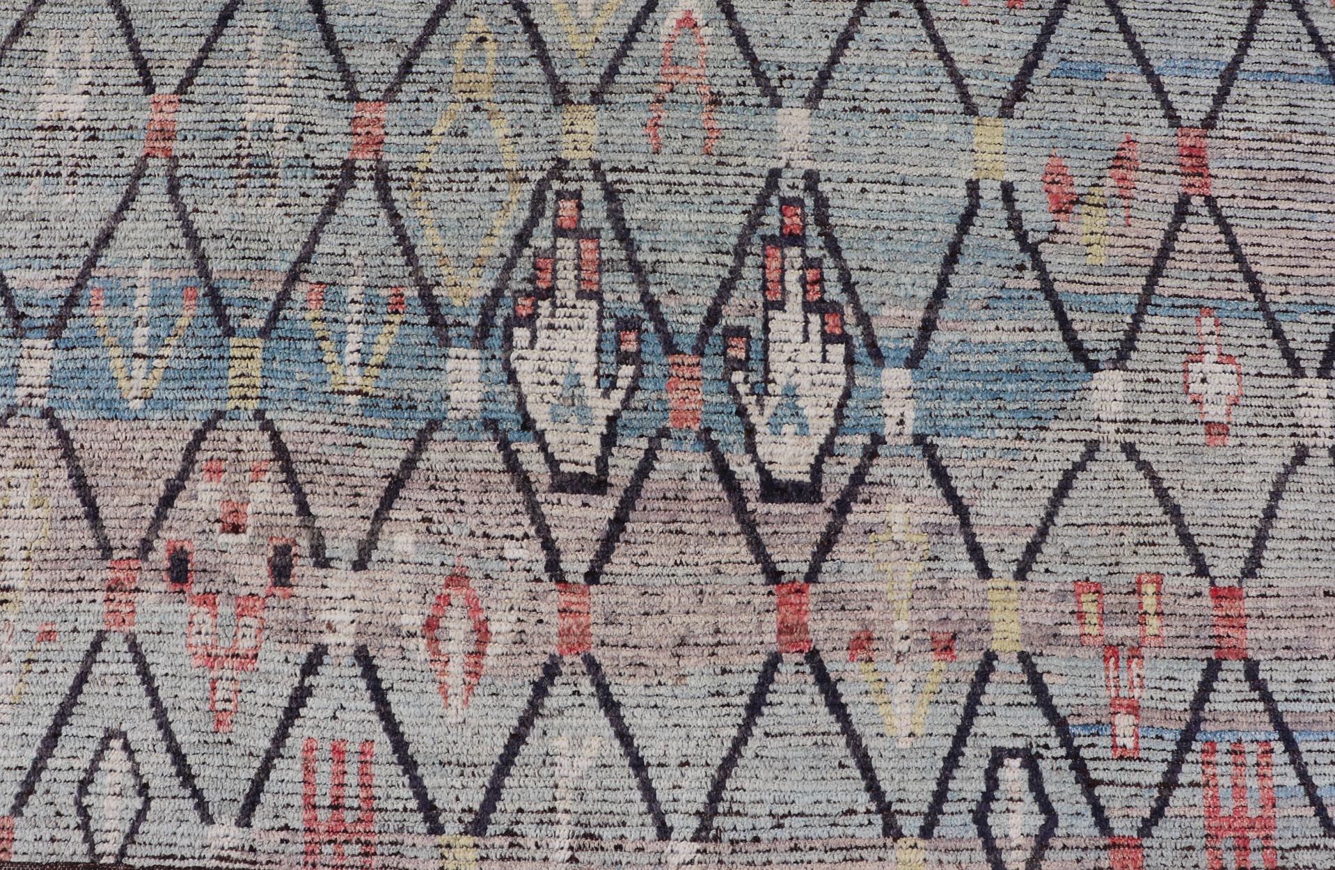 Modern Moroccan Rug by Keivan Woven Arts With All - Over Geometric Design Modern Hand - Knotted Moroccan Rug with All - Over Geometric Design in Wool in Blue. Keivan Woven Arts; rug AFG - 64397 country of origin / type: Afghanistan / Modern Casual, cir... - Keivan Woven ArtsAFG - 64397 - 25116Rug