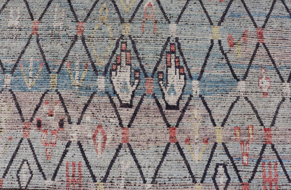 Modern Moroccan Rug by Keivan Woven Arts With All - Over Geometric Design Modern Hand - Knotted Moroccan Rug with All - Over Geometric Design in Wool in Blue. Keivan Woven Arts; rug AFG - 64397 country of origin / type: Afghanistan / Modern Casual, cir... - Keivan Woven ArtsAFG - 64397 - 25116Rug