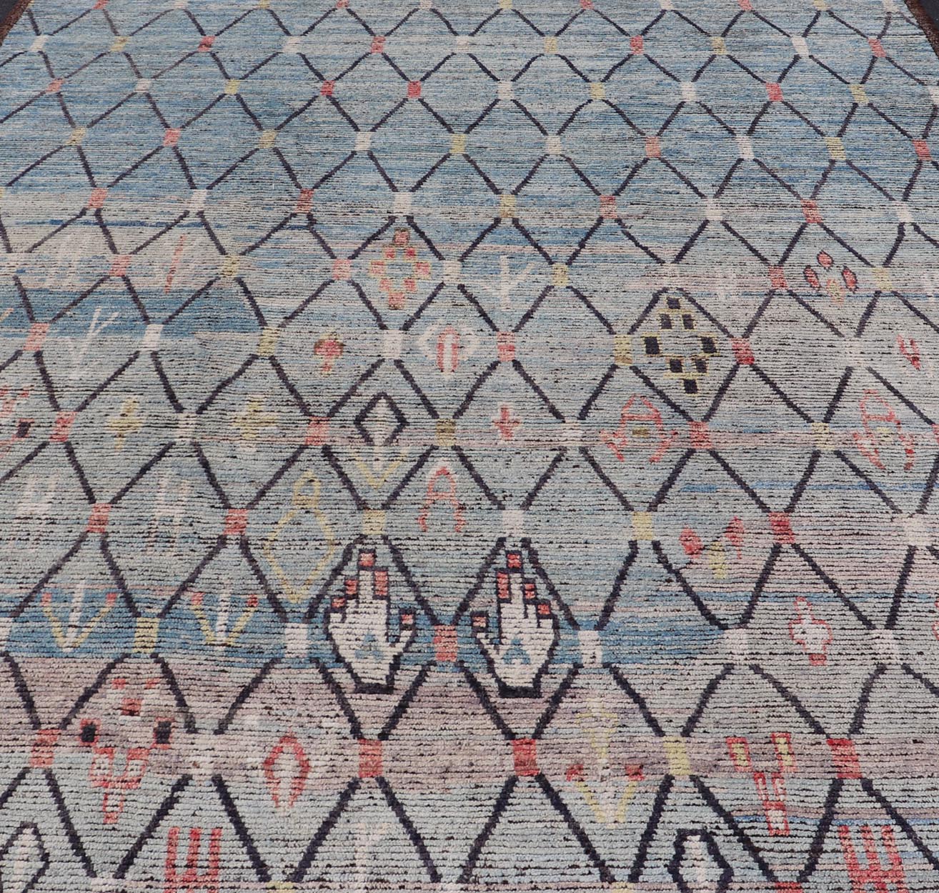 Modern Moroccan Rug by Keivan Woven Arts With All - Over Geometric Design Modern Hand - Knotted Moroccan Rug with All - Over Geometric Design in Wool in Blue. Keivan Woven Arts; rug AFG - 64397 country of origin / type: Afghanistan / Modern Casual, cir... - Keivan Woven ArtsAFG - 64397 - 25116Rug