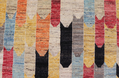 Modern Rug in Art Deco Abstract Design With Multi Colors and Black Border. Keivan Woven Arts; rug AFG - 64455, country of origin / type: Afghanistan / Modern Casual, circa early - 21th century. Measures: 7'11 x 9'3 Multicolor Modern Rug in Art Deco ... - Keivan Woven ArtsAFG - 64455 - 25122Rug