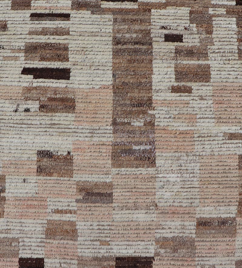 Modern Casual Afghan Runner in Wool with Abstract Design in Natural Colored Wool. Keivan Woven Arts; rug AFG - 64742 Country of Origin: Afghanistan Type: Modern Casual Design: Abstract, Sub - Geometric, Minimalist. Measures: 3'6 x 13'5 This attract... - Keivan Woven ArtsAFG - 64742 - 25128Rug