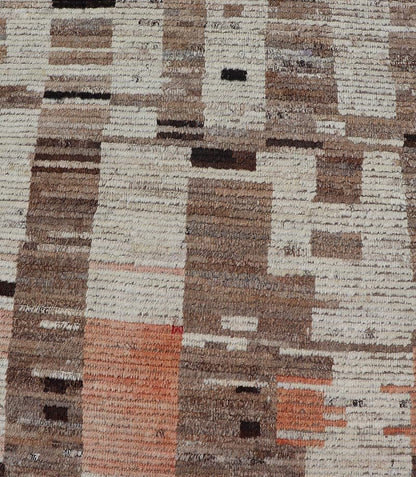 Modern Casual Afghan Runner in Wool with Abstract Design in Natural Colored Wool. Keivan Woven Arts; rug AFG - 64742 Country of Origin: Afghanistan Type: Modern Casual Design: Abstract, Sub - Geometric, Minimalist. Measures: 3'6 x 13'5 This attract... - Keivan Woven ArtsAFG - 64742 - 25128Rug