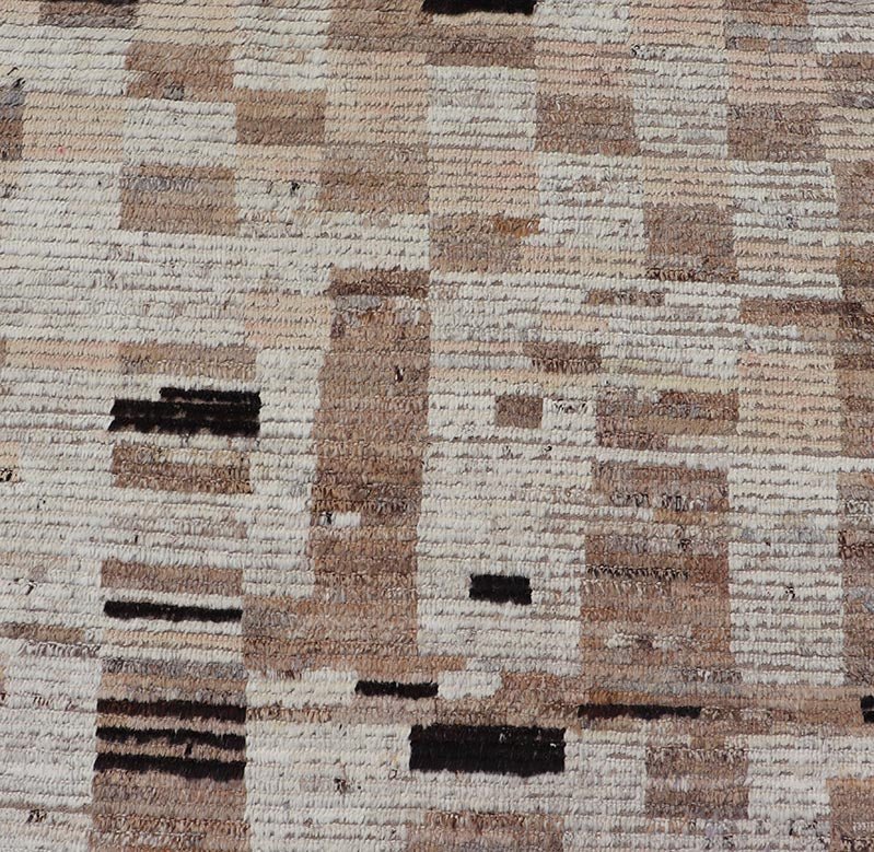 Modern Casual Afghan Runner in Wool with Abstract Design in Natural Colored Wool. Keivan Woven Arts; rug AFG - 64742 Country of Origin: Afghanistan Type: Modern Casual Design: Abstract, Sub - Geometric, Minimalist. Measures: 3'6 x 13'5 This attract... - Keivan Woven ArtsAFG - 64742 - 25128Rug