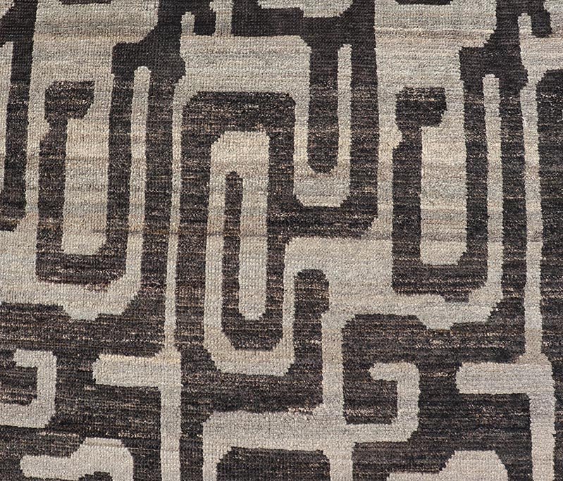 Modern Casual Runner in Wool with Black and Shades of Gray in Modern Design. Country of Origin: Afghanistan Type: Modern Casual Keivan Woven Arts; rug AFG - 64769 / Design: Abstract, Sub - Geometric Key Words: Authentic Modern Casual. Measures: 3'8 x 11... - Keivan Woven ArtsAFG - 64769 - 25134