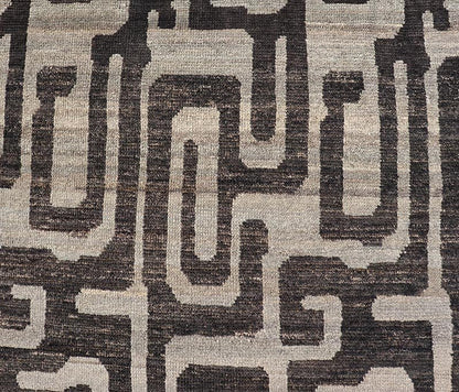 Modern Casual Runner in Wool with Black and Shades of Gray in Modern Design. Country of Origin: Afghanistan Type: Modern Casual Keivan Woven Arts; rug AFG - 64769 / Design: Abstract, Sub - Geometric Key Words: Authentic Modern Casual. Measures: 3'8 x 11... - Keivan Woven ArtsAFG - 64769 - 25134
