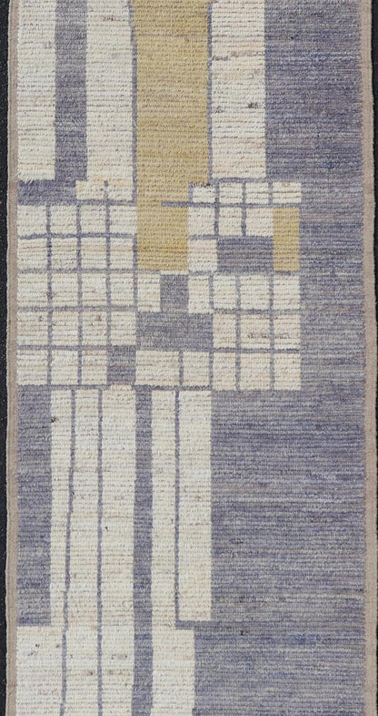 All - Over Modern Design on Cream Background with Lavender and Soft Yellow Design. Keivan Woven Arts/ rug AFG - 64795, country of origin / type: Afghanistan / Piled, condition: new. Measures: 3'2 x 13'0 This brand new runner features a modern all - o... - Keivan Woven ArtsAFG - 64795 - 25140Rug