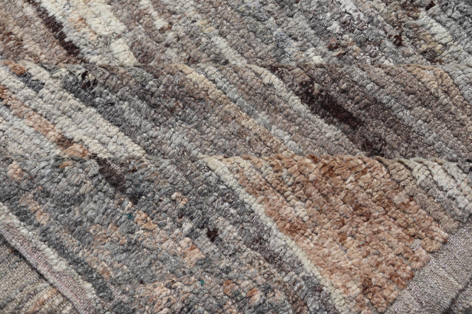 Modern Gallery Hand - Knotted Rug in Natural Shades Wool of Gray, Brown, & Ivory. Keivan Woven Arts; rug AFG - 64821, country of origin / type: Afghanistan / Modern Casual, circa Early - 21th Century. Measures: 5'9 x 14'4 This modern casual tribal rug... - Keivan Woven ArtsAFG - 64821 - 25146Rugs