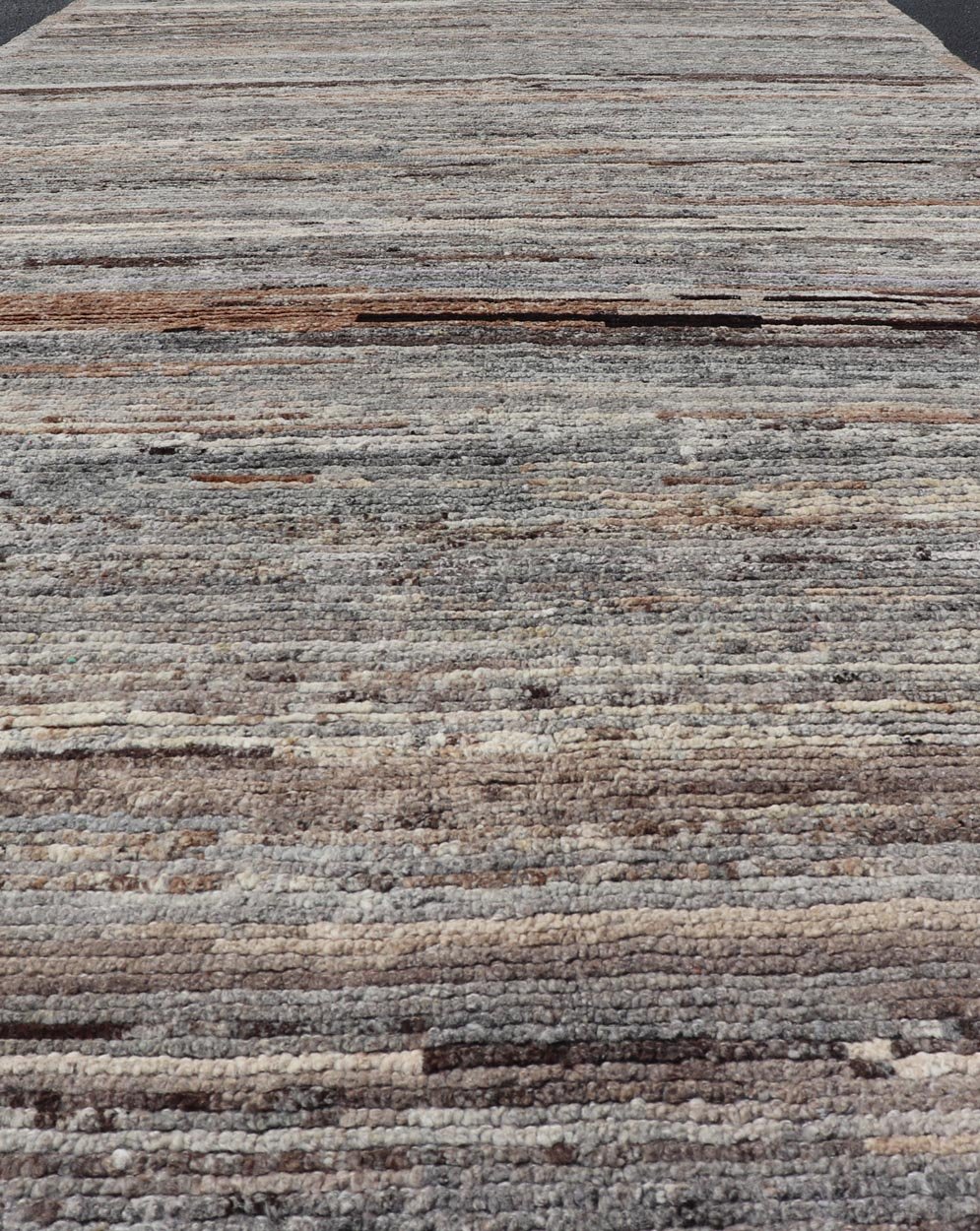 Modern Gallery Hand - Knotted Rug in Natural Shades Wool of Gray, Brown, & Ivory. Keivan Woven Arts; rug AFG - 64821, country of origin / type: Afghanistan / Modern Casual, circa Early - 21th Century. Measures: 5'9 x 14'4 This modern casual tribal rug... - Keivan Woven ArtsAFG - 64821 - 25146Rugs